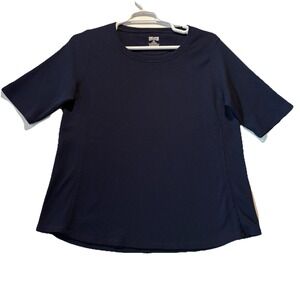 Duluth Trading Company Short Sleeve Waffle Knit Shirt Women's Size 2XL Navy Blue